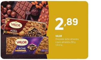 Coviran Valor chocolate leche almendra o puro almendra oferta