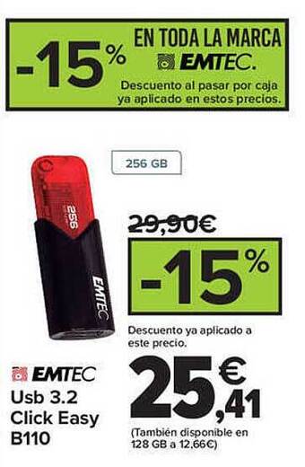 Carrefour Emtec usb 3.2 click easy b110 oferta
