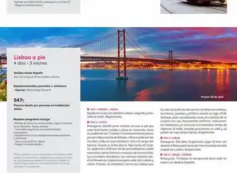 Viajes El Corte Inglés Lisboa a pie 4 días. 3 noches salidas desde españa del 1 de mayo al 31 de octubre: diarias establecimientos previstos o si oferta