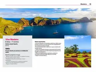 Viajes El Corte Inglés Vive madeira 8 días. 7 noches salidas desde españa diarias. 540€ precios desde por persona en habitación doble. nuestro oferta