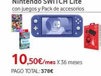Vodafone Nintendo switch lite con juegos y pack de accesorios oferta