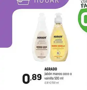 Coviran Agrado jabón manos coco o vainilla oferta