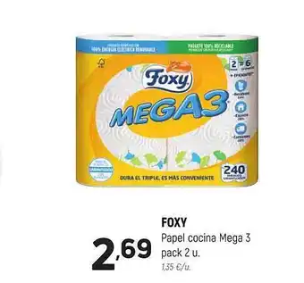 Coviran Foxy papel cocina mega 3 pack 2 oferta