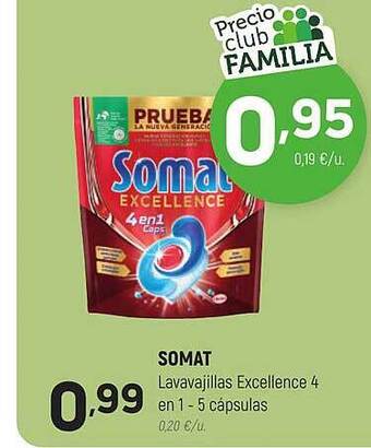 Coviran Somat lavavajillas excellence 4 en 1 - 5 cápsulas oferta
