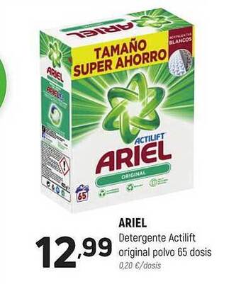 Coviran Ariel detergente actilift original polvo 65 dosis oferta