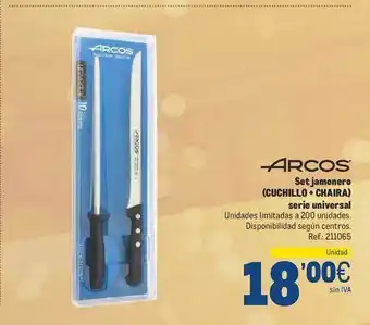 Arcos set jamonero cuchillo + chaira serie universal