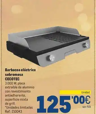 Makro Barbacoa eléctrica sobremesa cecotec oferta