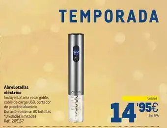 Makro Abrebotellas eléctrico oferta