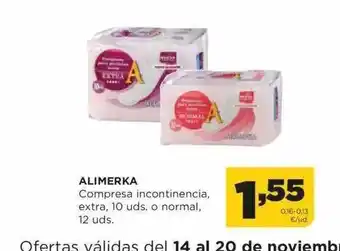 Alimerka Alimerka compresa incontinencia extra 10 o normal 12 oferta