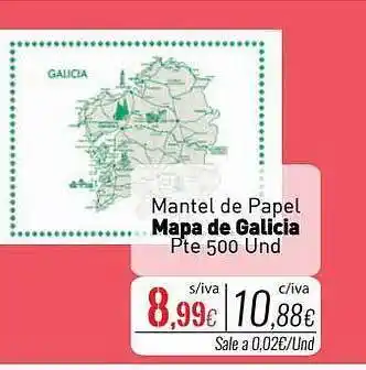 Cuevas Cash Mantel de papel mapa de galicia oferta