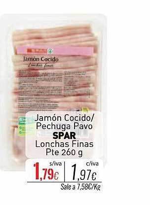 Cuevas Cash Jamón cocido pechuga pavo spar lonchas finas oferta