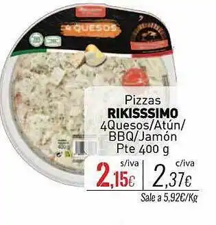 Cuevas Cash Pizzas rikissimo 4 quesos atún bbq jamón oferta