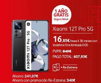 Vodafone Xiaomi 12t pro 5g oferta
