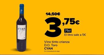 Vino tinto crianza d.o. toro cyan
