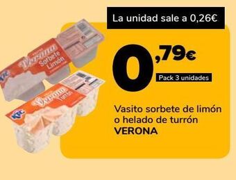 Vasito sorbete de limón o helado de turrón verona