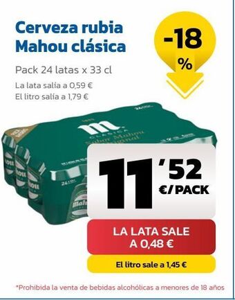 AhorraMas Cerveza rubia mahou oferta
