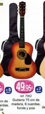 Juguetilandia +5 ards 49.95€ ref. 7062 guitarra 75 cm de madera, 6 cuerdas, funda y púa aros oferta