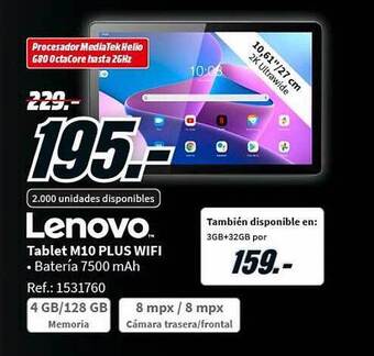 MediaMarkt Lenovo tablet m10 plus wifi oferta