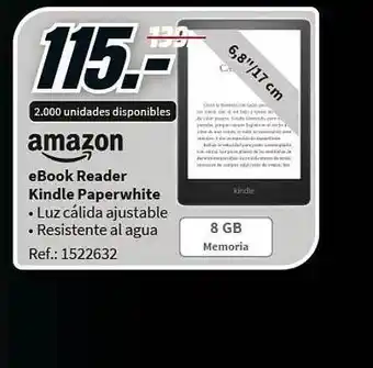 MediaMarkt Ebook reader kindle paperwhite amazon oferta