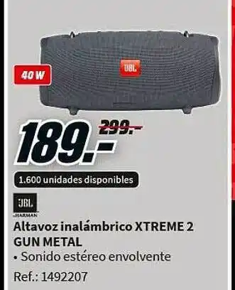 MediaMarkt Altavoz inalámbrico xtreme 2 gun metal jbl oferta