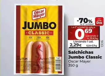 Dia -70% 2a unidad salchichas jumbo classic oferta