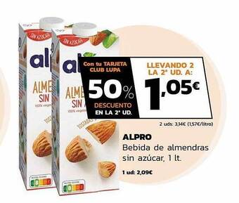 Supermercados Lupa Alpro bebida de almendras sin azúcar oferta