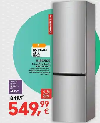 Worten Hisense frigorifico combi rb43n4acd oferta