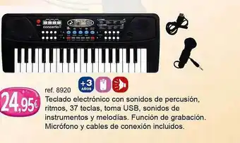 Teclado electrónico con sonidos de persusión ritmos 37 teclas toma usb sonidos de instrumentos y melodías función de grabació