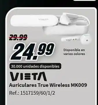 MediaMarkt Vieta auriculares true wireless mk009 oferta