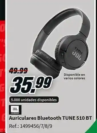 MediaMarkt Auriculares bluetooth tune 510 bt oferta