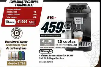 MediaMarkt Cafetera superautomática ecam 290.61.b magnifica evo delonghi oferta