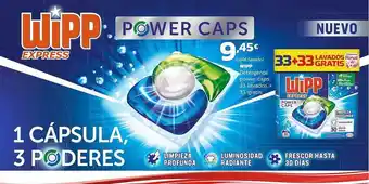 Supermercados Lupa Wipp detergente power caps 33 lavados + 33 gratis oferta