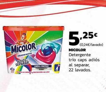Supermercados Lupa Micolor detergente trío caps adiós al separar oferta