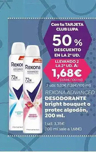 Supermercados Lupa Rexona advanced desodorante oferta