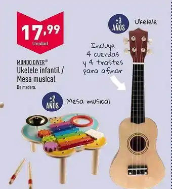 ALDI Mundo diver ukelele infantil mesa musical oferta