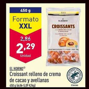 ALDI El horno croissant relleno de crema de cacao y avellanas oferta