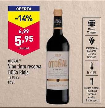 ALDI Otoñal vino tinto reserva doca rioja oferta