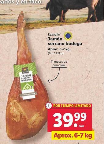 Lidl Realvalle jamón serrano bodega oferta