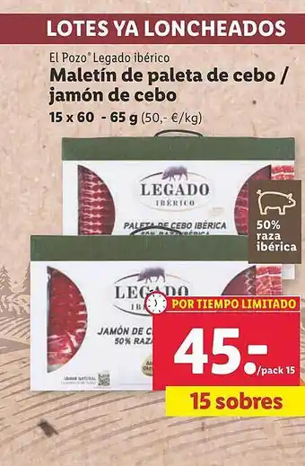 Lidl El pozo legado ibérico maletín de paleta de cobo o jamón de cebo oferta