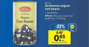 Lidl Baresa aceitunas negras con hueso oferta