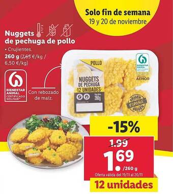 Lidl Nuggets de pechuga de pollo oferta