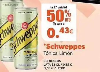 Masymas Schweppes tónica limón oferta