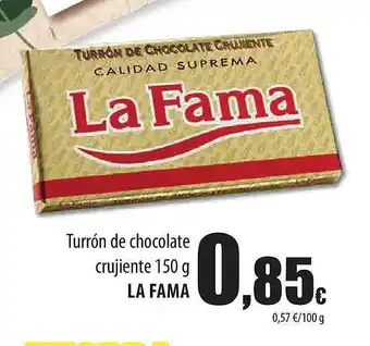 Spar Tenerife Turrón de chocolate crujiente la fama oferta