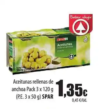 Spar Tenerife Aceitunas rellenas de anchoa pack spar oferta