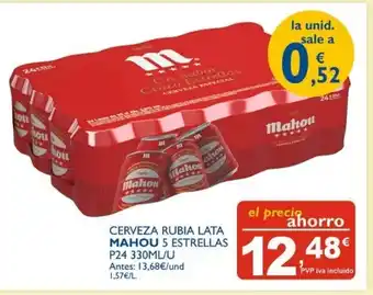 Cash Ecofamilia Cerveza Rubia Lata Mahou 5 Estrellas P24 330ML/U oferta