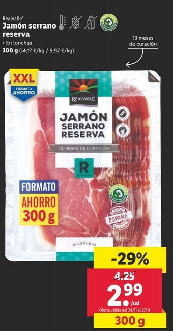 Lidl Jamón serrano realvalle oferta