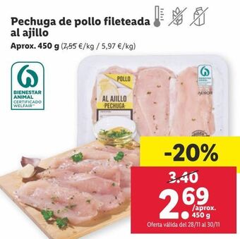 Lidl Pechuga de pollo al ajillo oferta