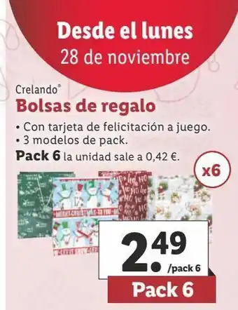 Lidl Bolsas de regalo crelando oferta
