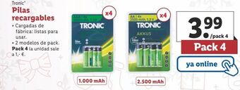 Lidl Pilas recargables tronic oferta