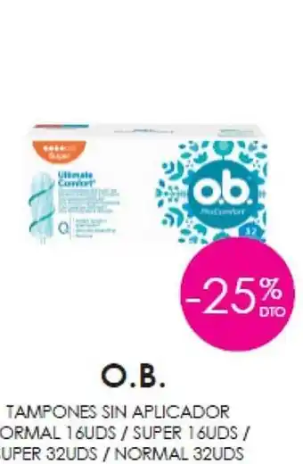Muchas Perfumerías O.b. tampones sin aplicador normal 16uds-super 16uds-super 32uds-normal 32uds oferta
